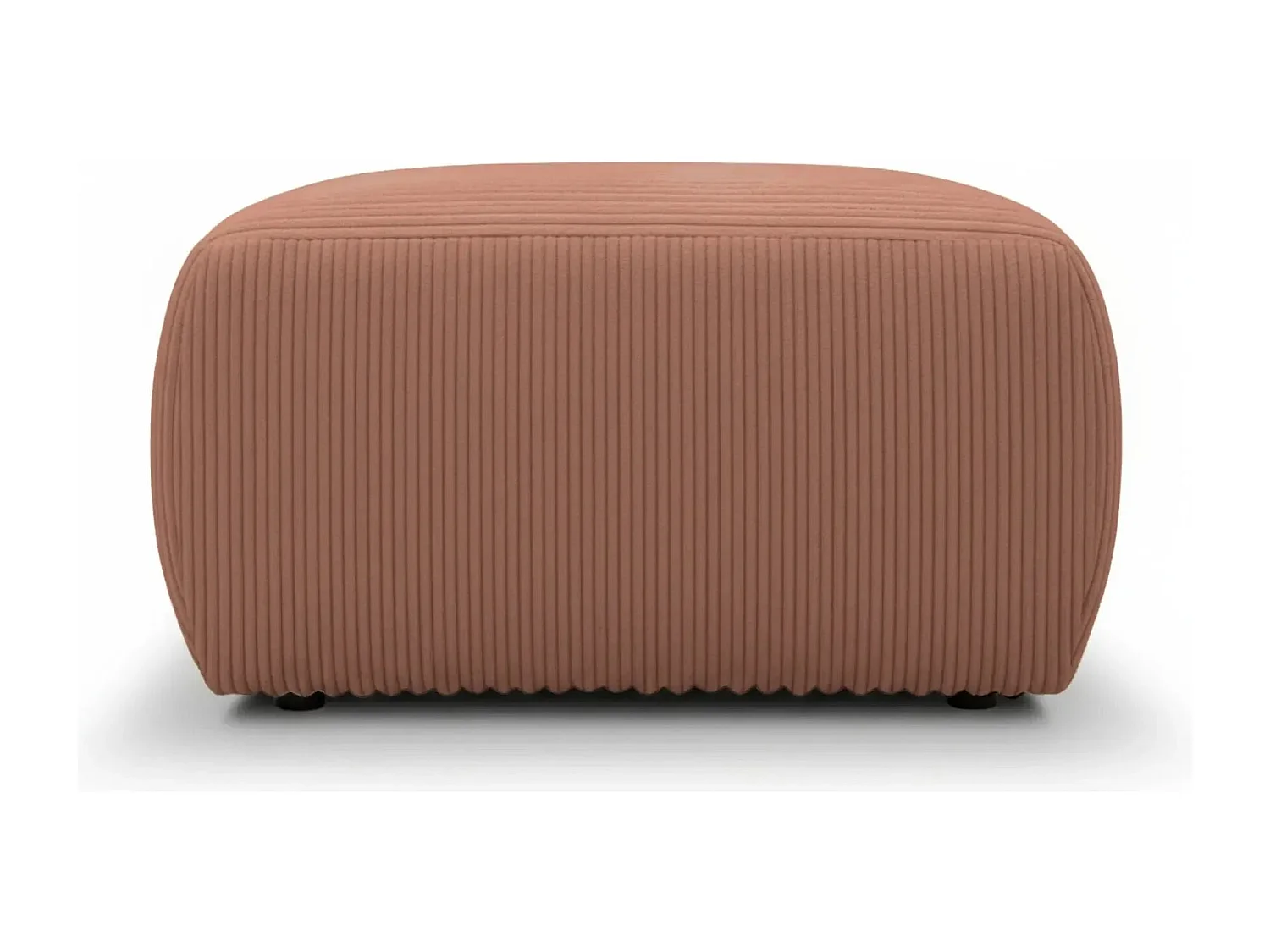 ELIO - Pouf en petit velours côtelé Terracotta 74x74x41