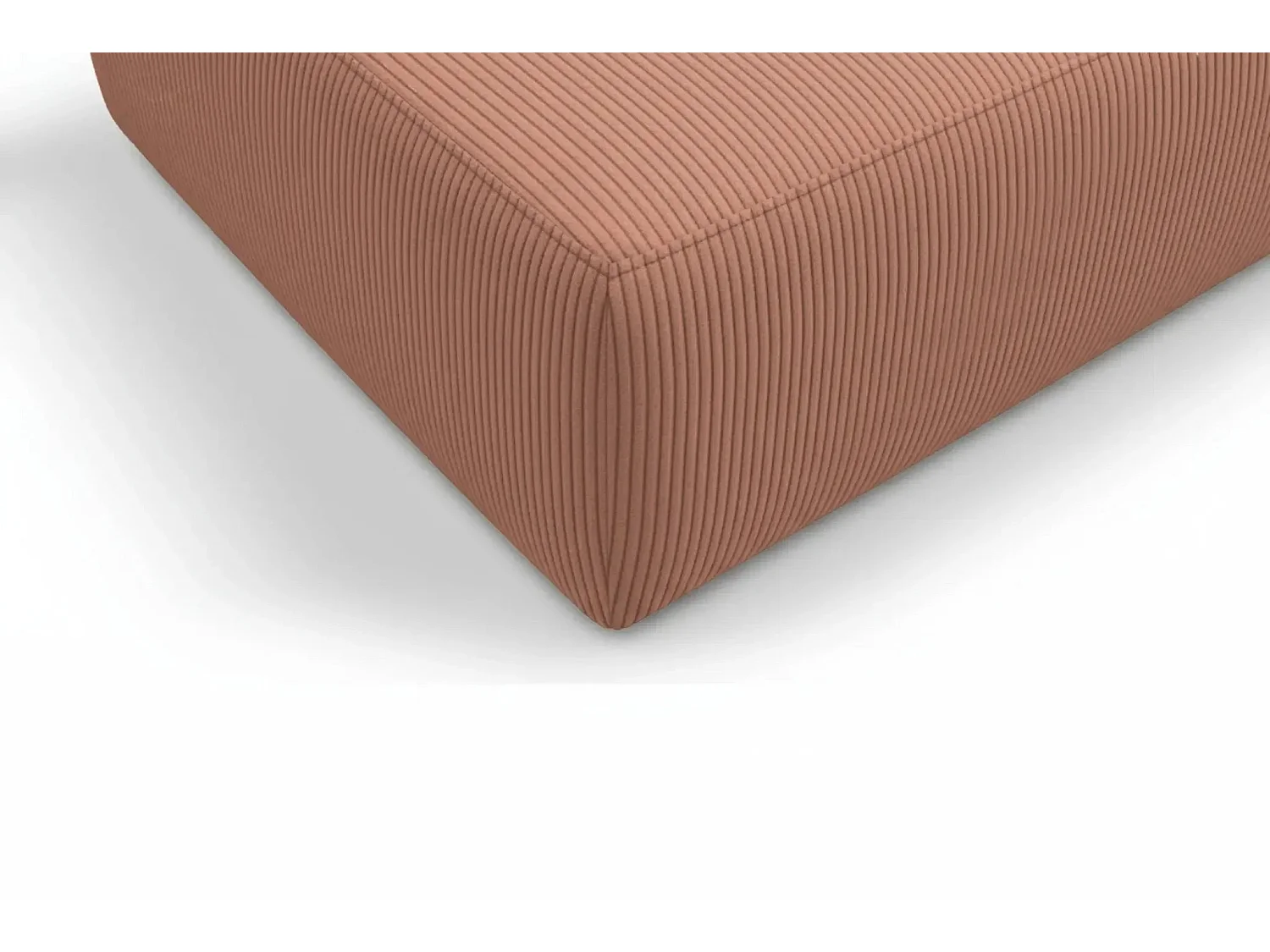 ELIO - Pouf en petit velours côtelé Terracotta 74x74x41