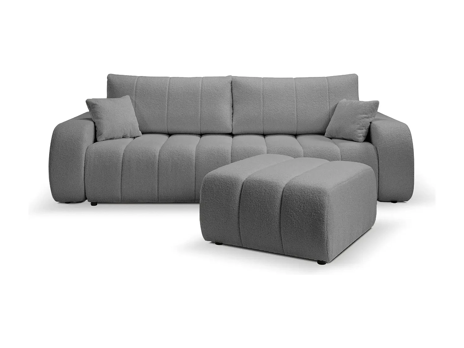 CELESTE - Pouf en tissu bouclette Gris 75x82x41