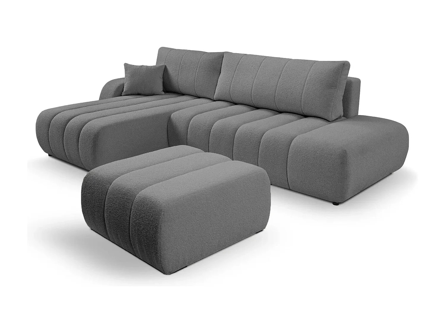 CELESTE - Pouf en tissu bouclette Gris 75x82x41