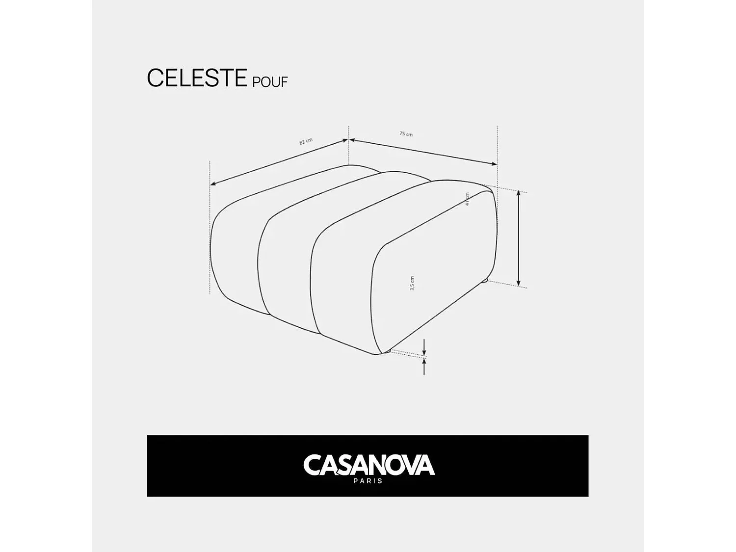 CELESTE - Pouf en tissu bouclette Gris 75x82x41