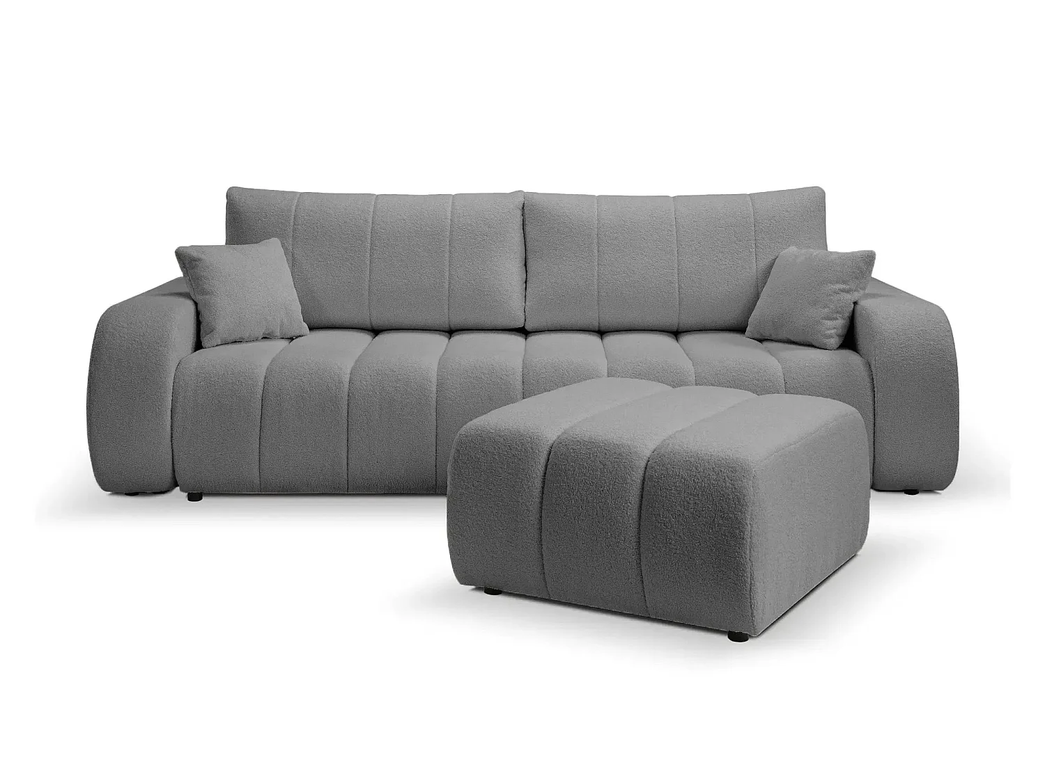 CELESTE - Pouf en tissu bouclette Gris 75x82x41