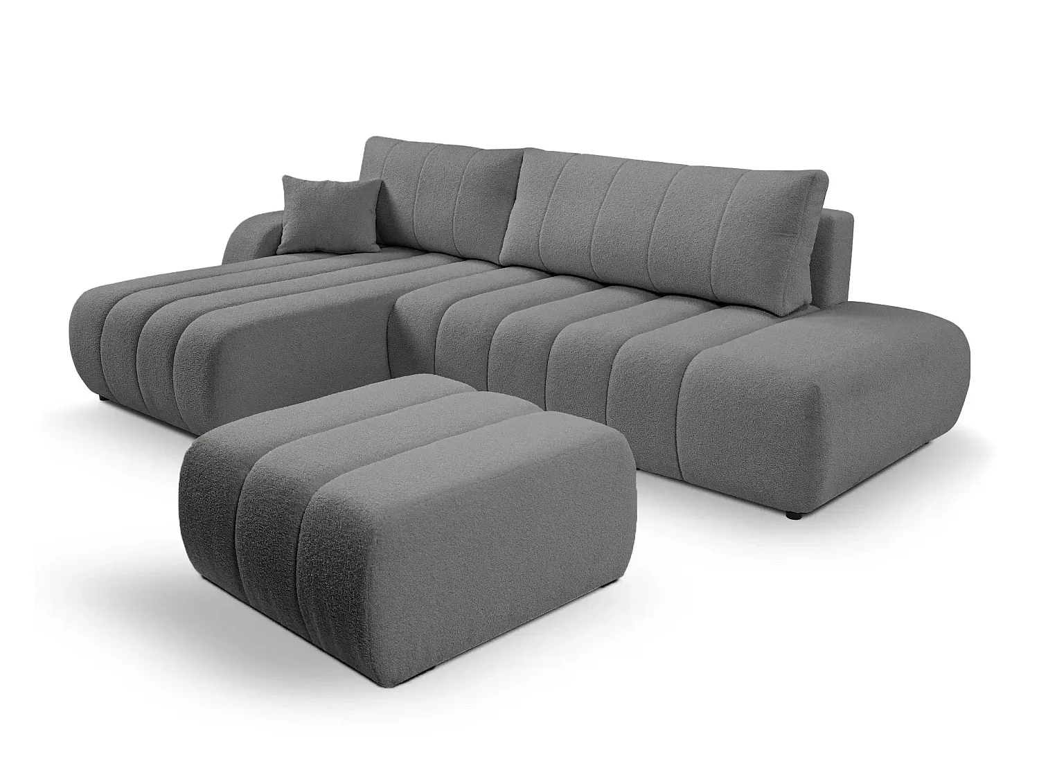 CELESTE - Pouf en tissu bouclette Gris 75x82x41