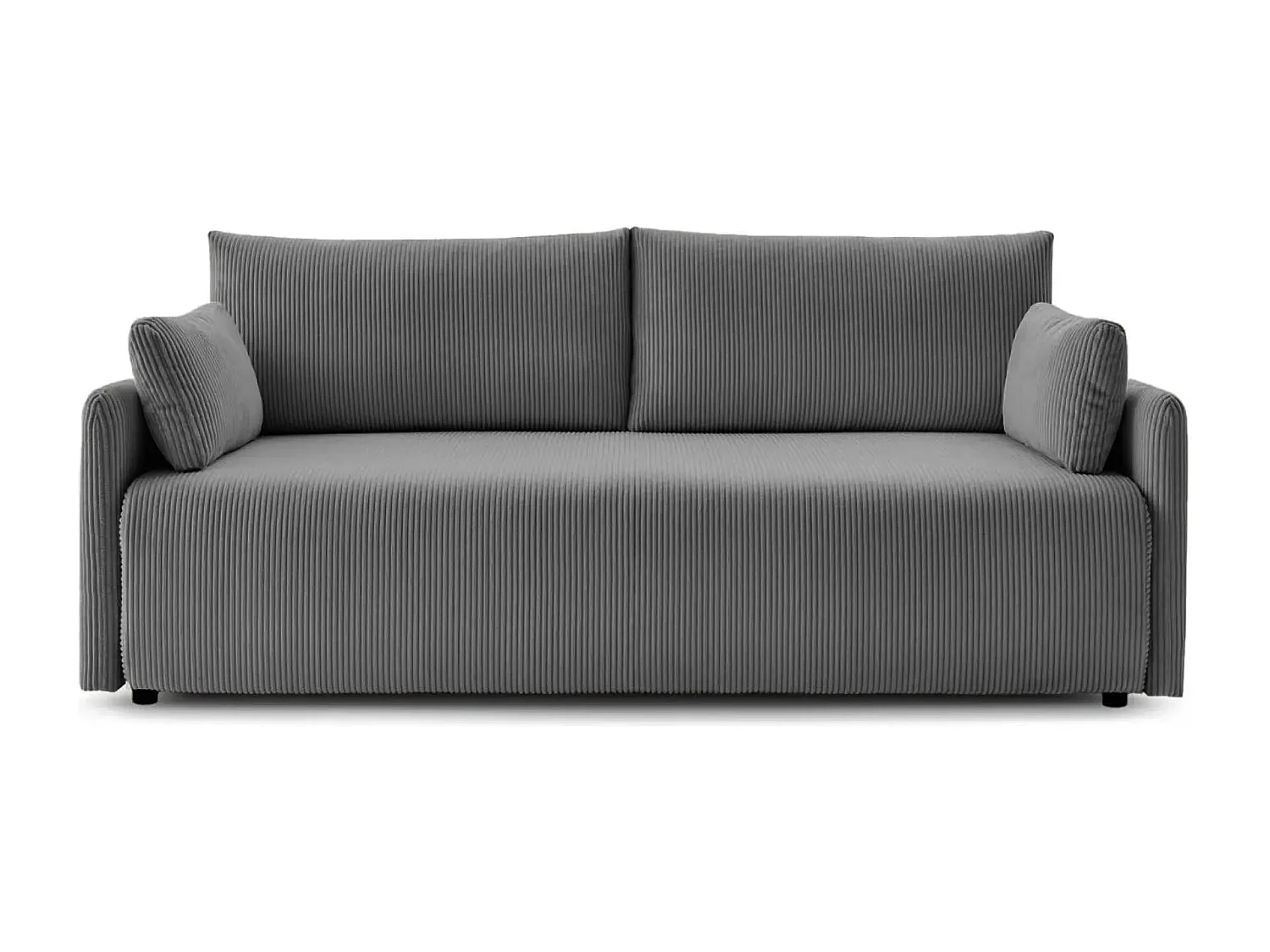 AXELLE - Canapé droit convertible velours côtelé - Gris foncé