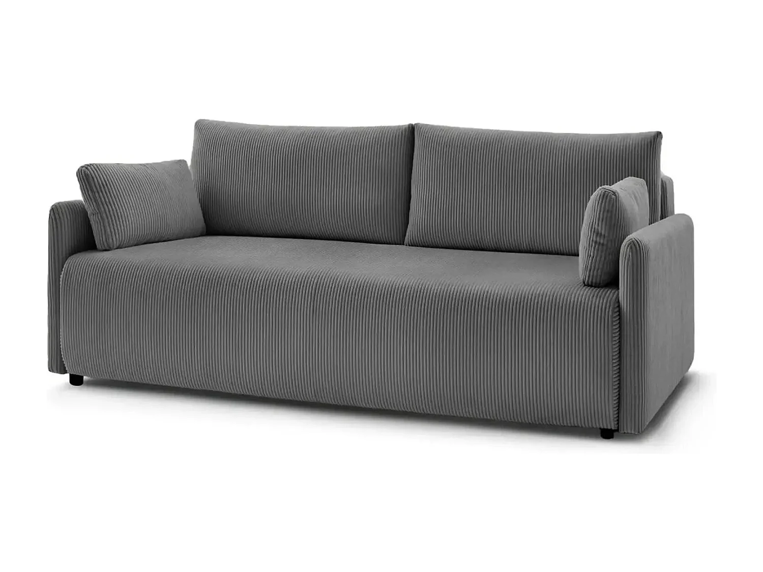 AXELLE - Canapé droit convertible velours côtelé 2 places - Gris foncé