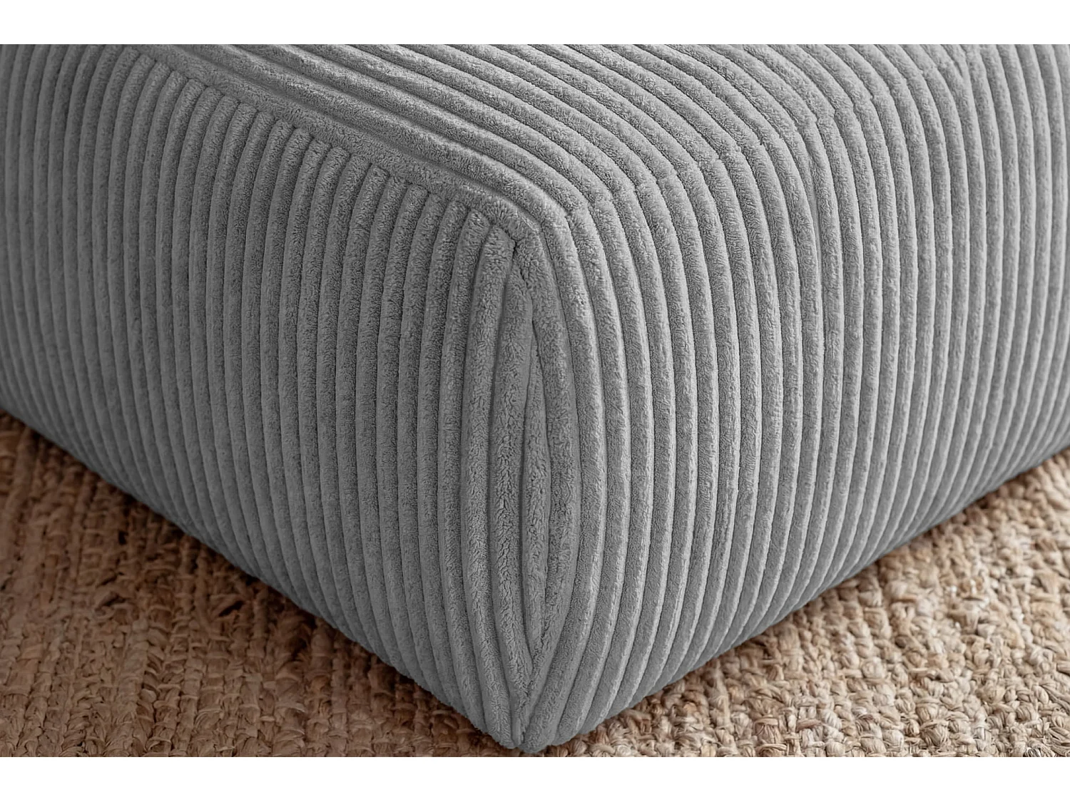 ELIO - Pouf velours côtelé - Gris clair