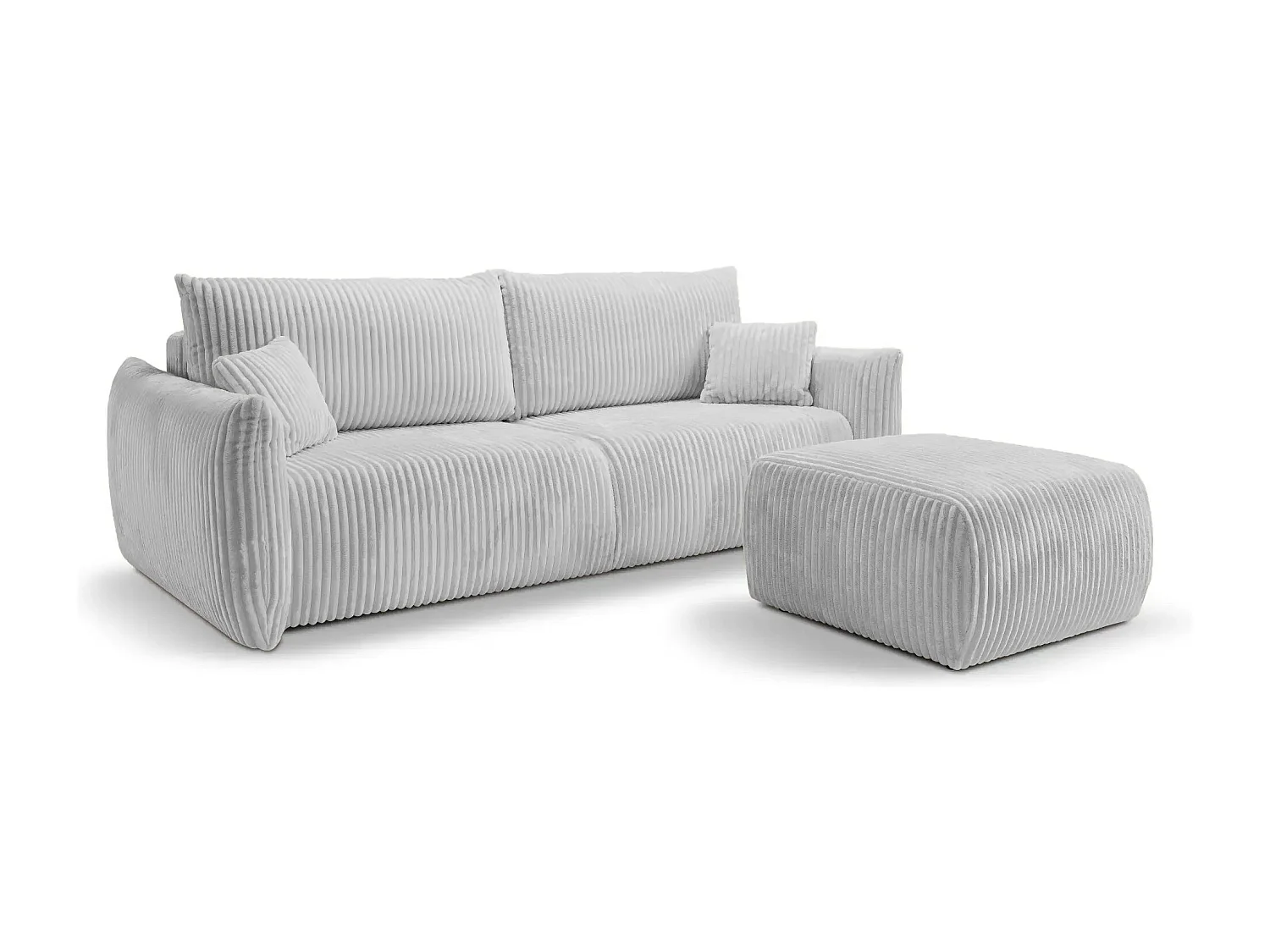 ELIO - Pouf velours côtelé - Gris clair