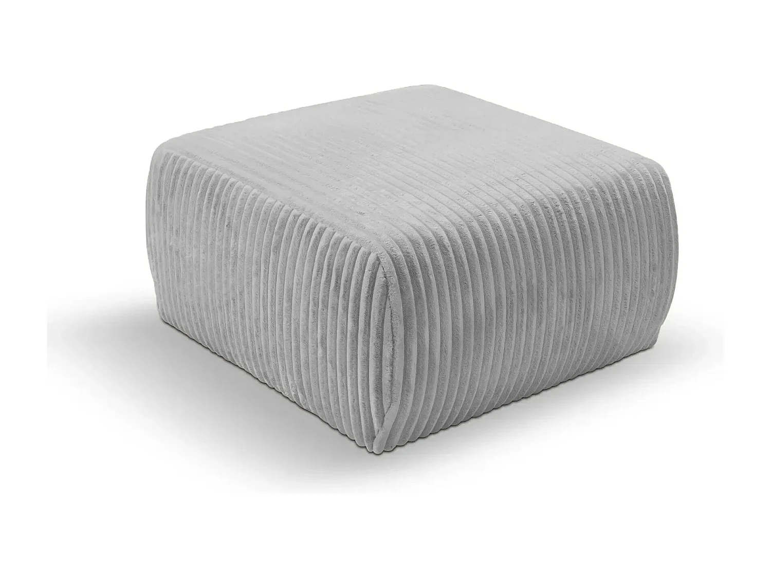 ELIO - Pouf en velours côtelé Gris clair 74x74x41