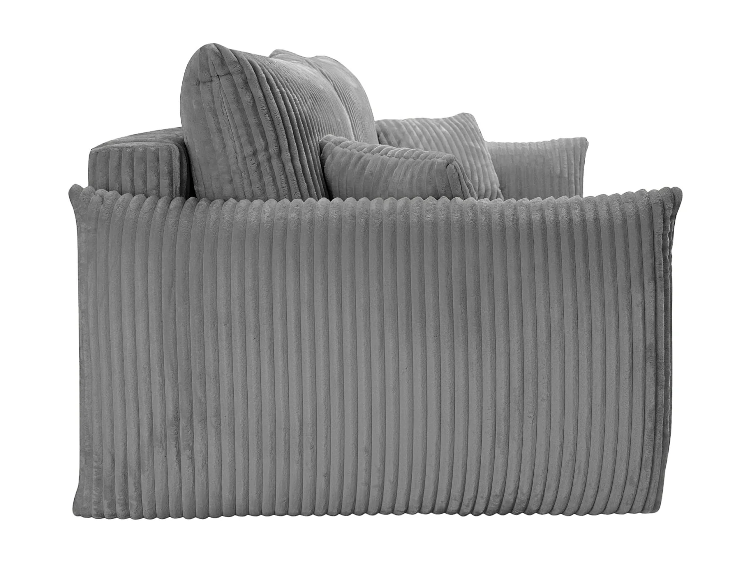 ELIO - Canapé droit convertible gros velours côtelé - Gris foncé