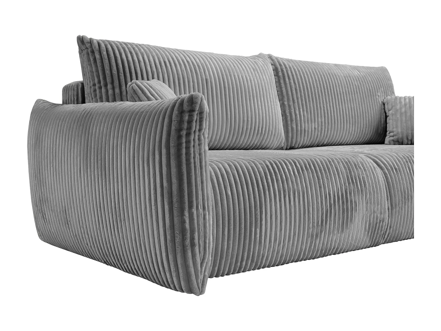 ELIO - Canapé droit convertible gros velours côtelé - Gris foncé