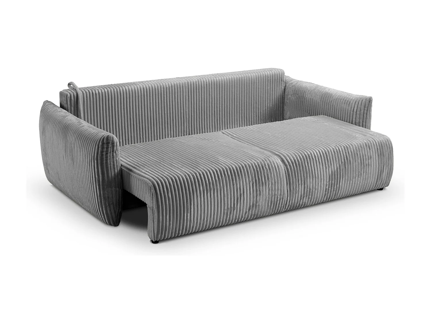 ELIO - Canapé droit convertible gros velours côtelé - Gris foncé