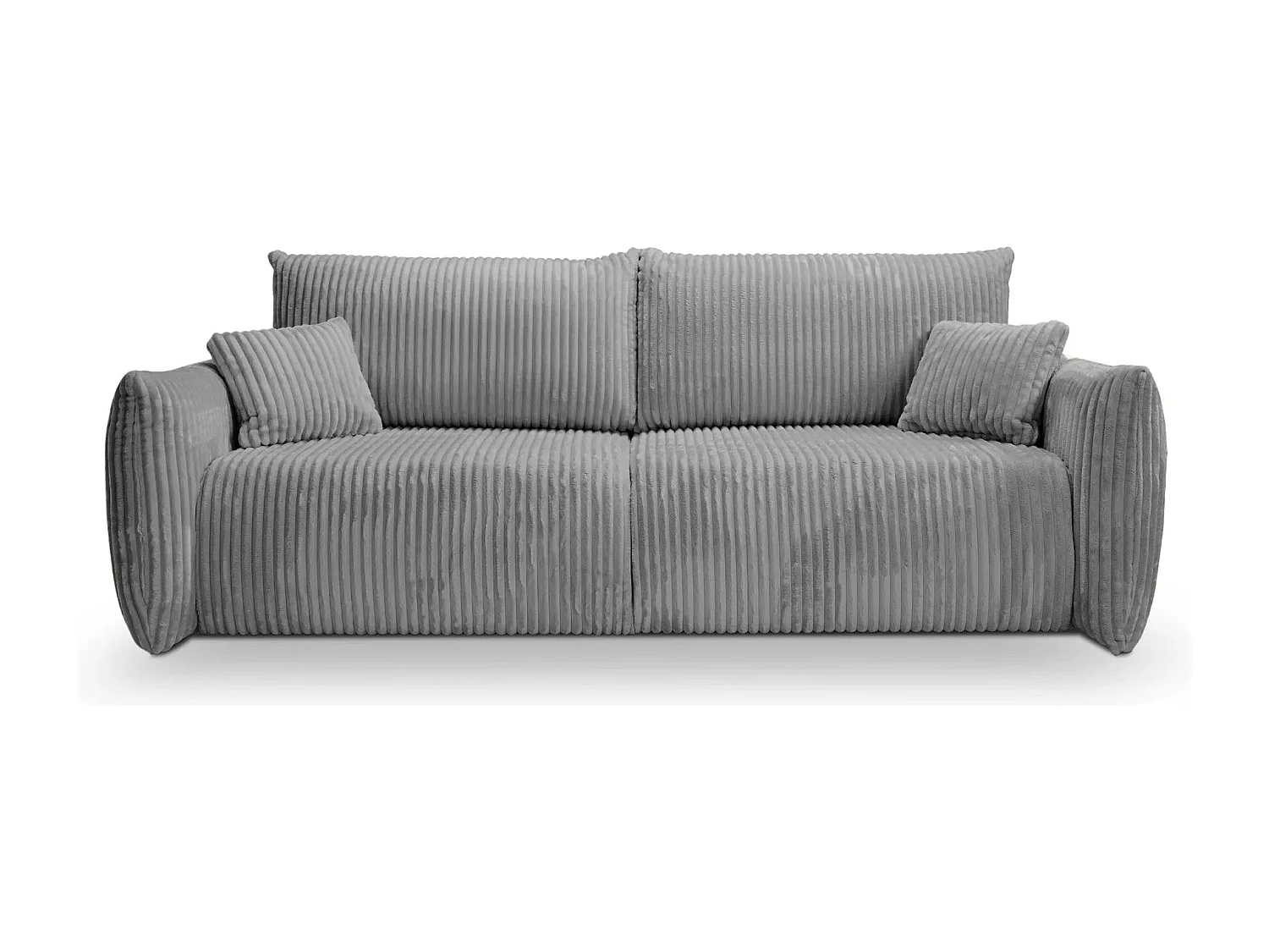 ELIO - Canapé droit convertible gros velours côtelé 3 places - Gris foncé