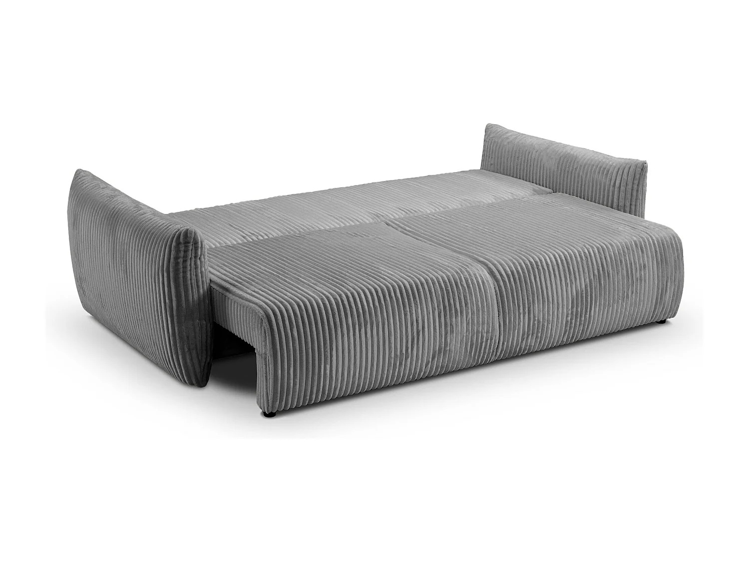 ELIO - Canapé droit convertible gros velours côtelé 3 places - Gris foncé