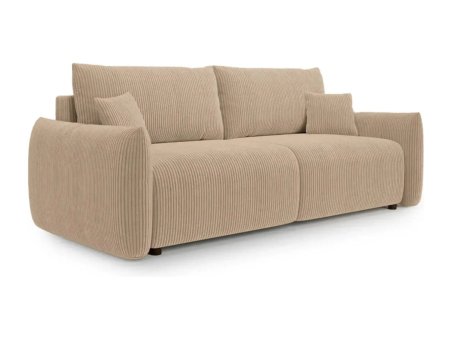 ELIO - Canapé droit convertible petit velours côtelé - Café