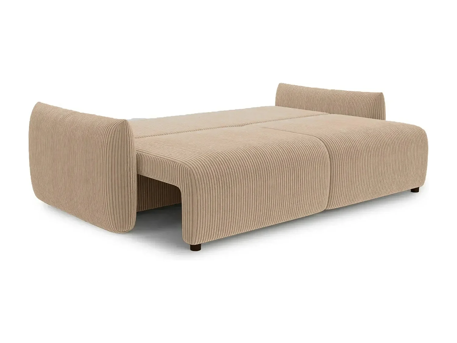 ELIO - Canapé droit convertible petit velours côtelé 3 places - Café