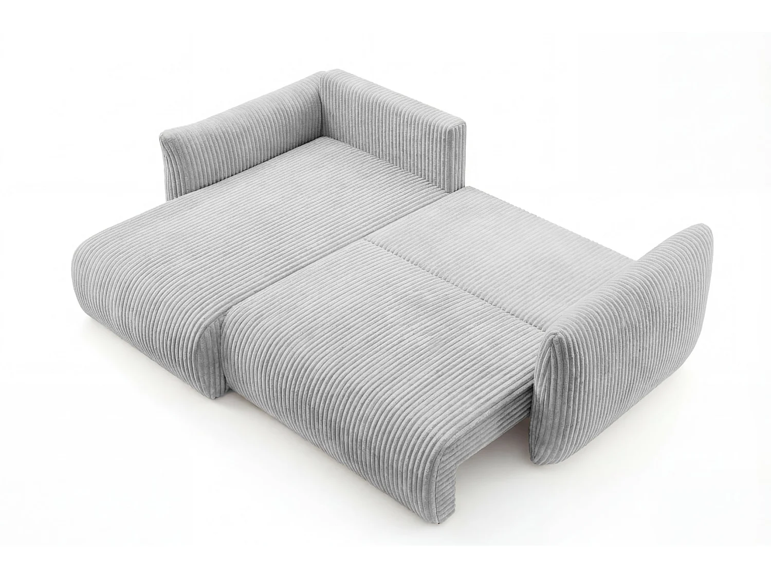 ELIO - Canapé d'angle convertible gros velours côtelé - Gris clair