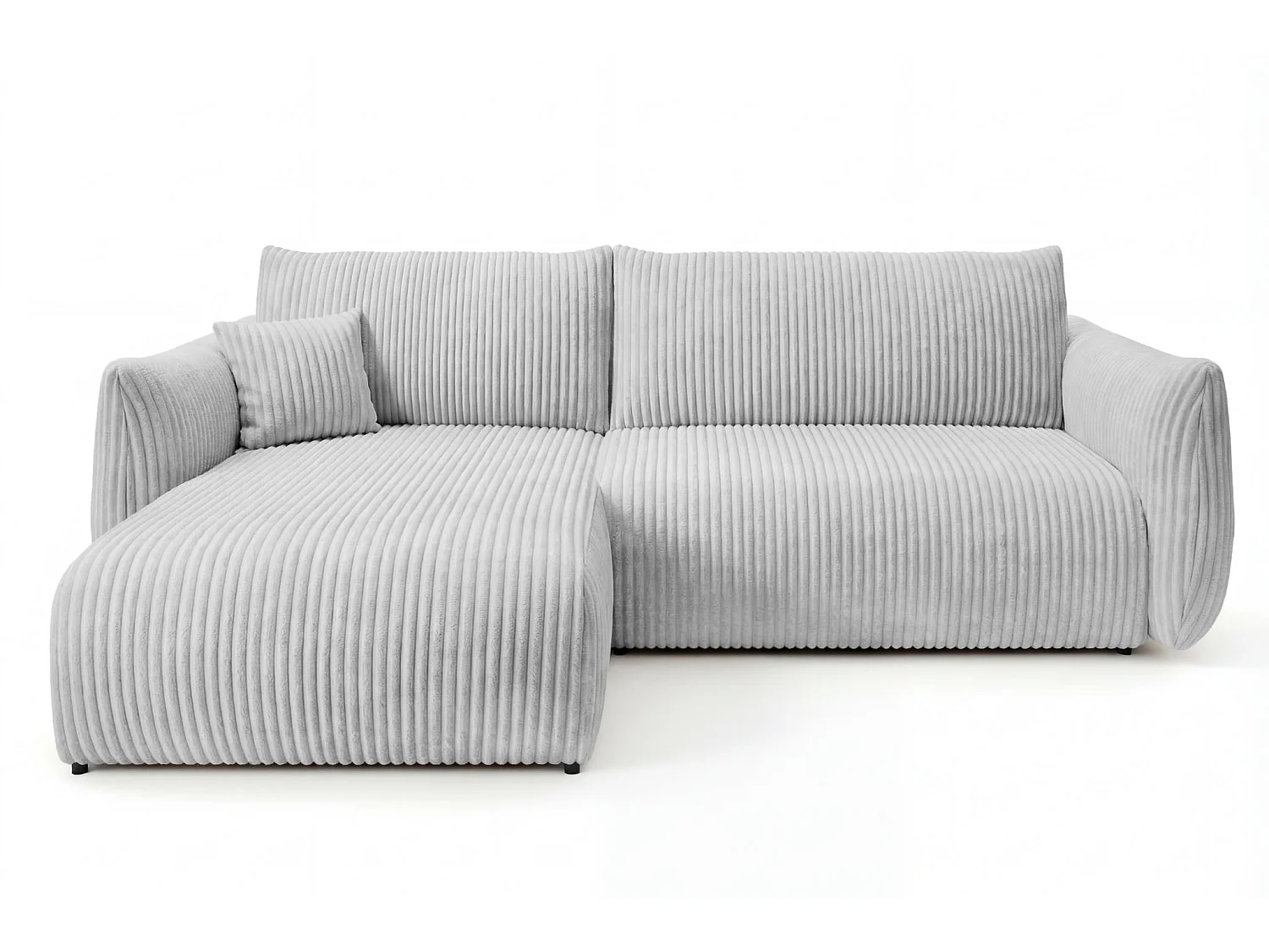 ELIO - Canapé d'angle convertible gros velours côtelé - Gris clair