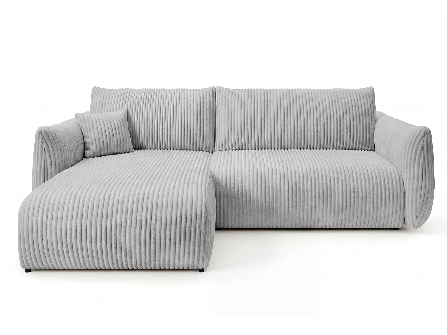 ELIO - Canapé d'angle convertible gros velours côtelé 4 places - Gris clair