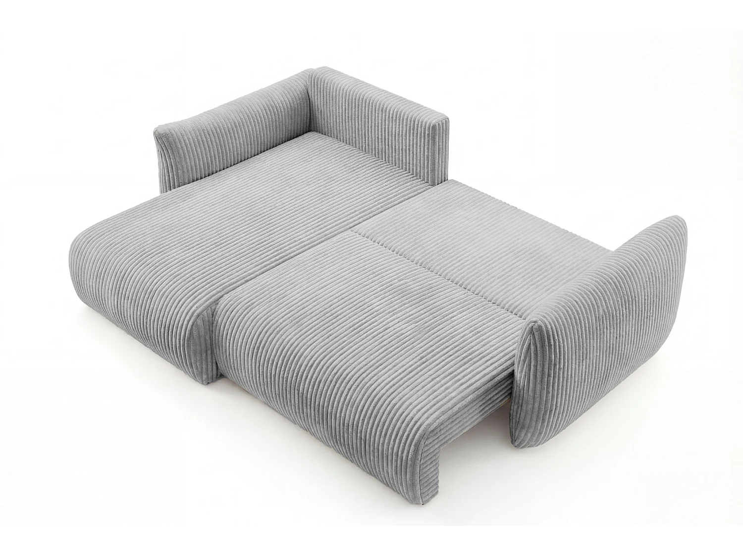 ELIO - Canapé d'angle convertible gros velours côtelé 4 places - Gris clair