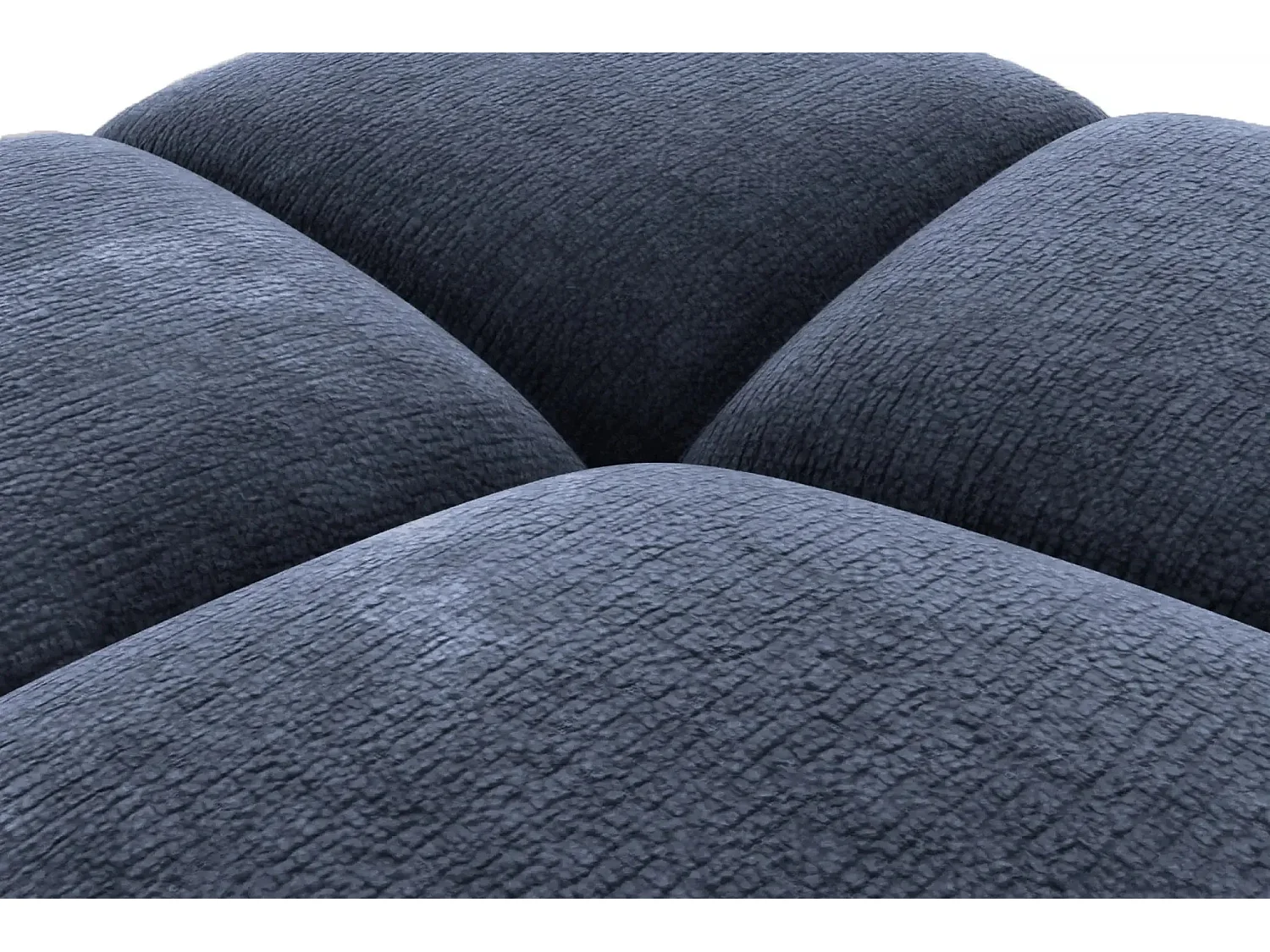 CONSTANCE - Pouf en tissu chenille Bleu 72x72x43.5