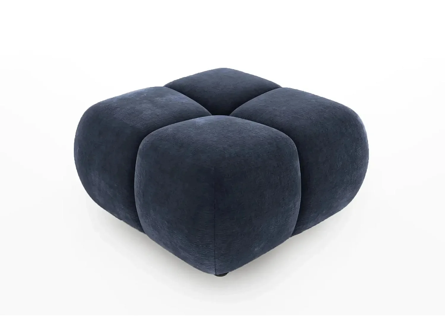 CONSTANCE - Pouf en tissu chenille Bleu 72x72x43.5