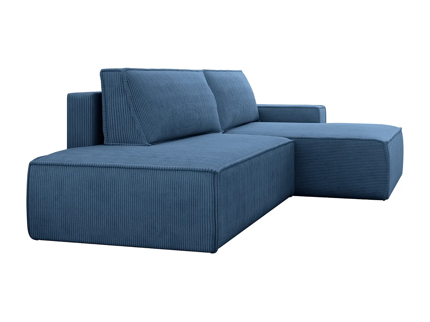 JADE - d'angle convertible velours côtelé - Bleu - Droit