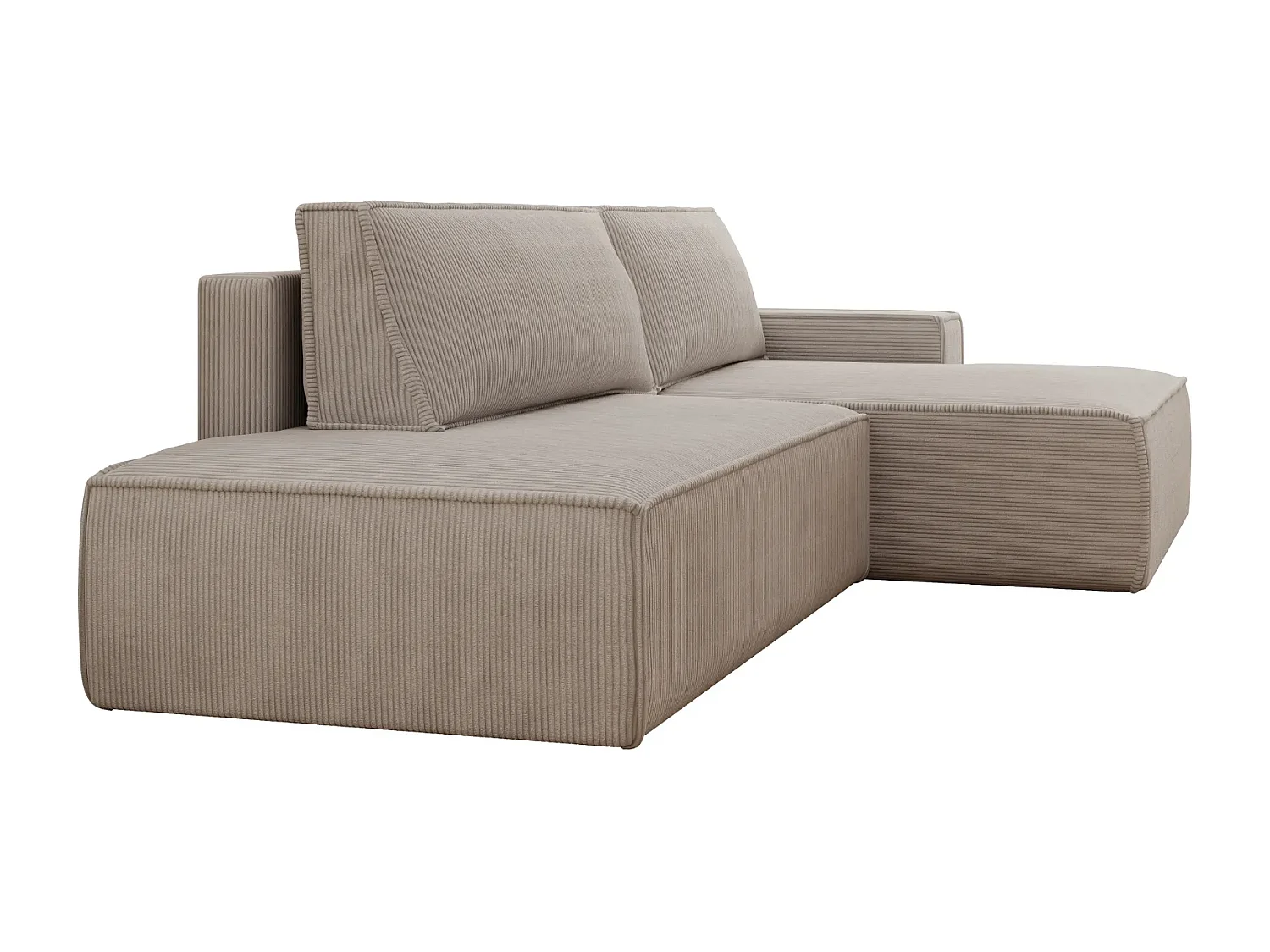 JADE - d'angle convertible velours côtelé - Beige - Gauche