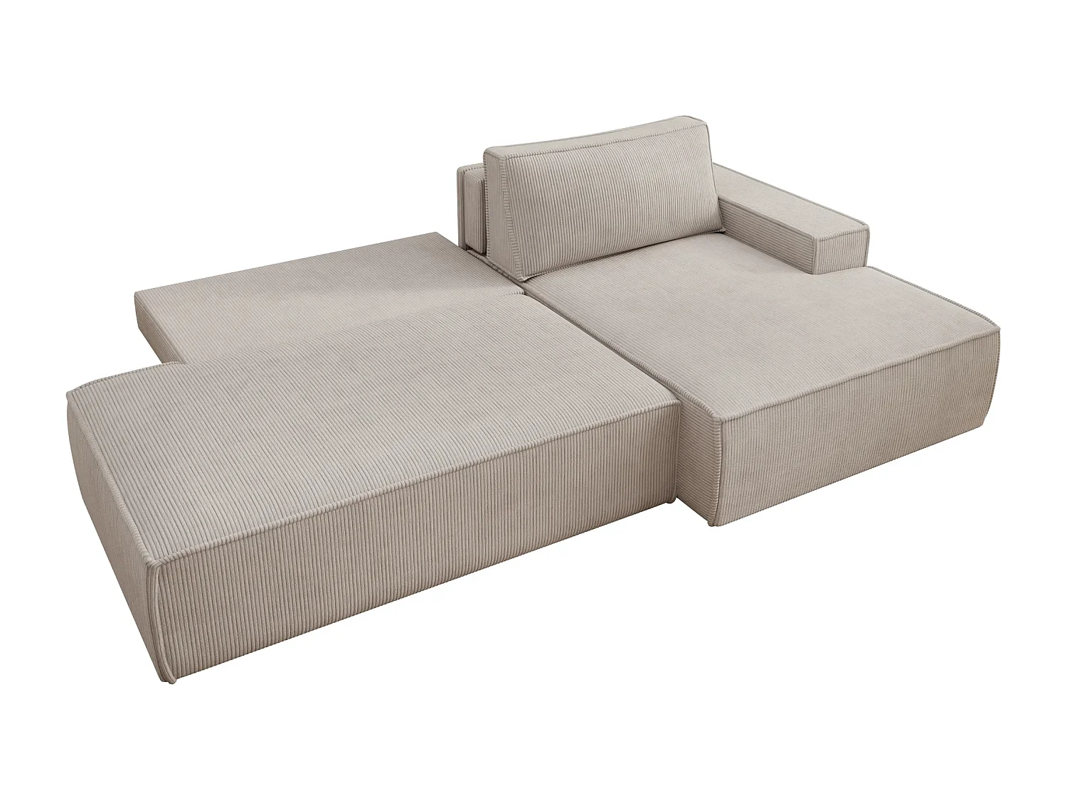 JADE - Canapé d'angle convertible velours côtelé - Beige - Gauche