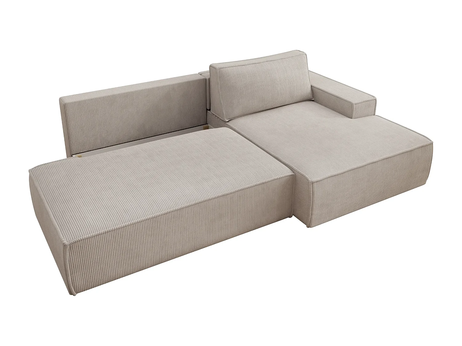 JADE - Canapé d'angle convertible velours côtelé - Beige - Gauche