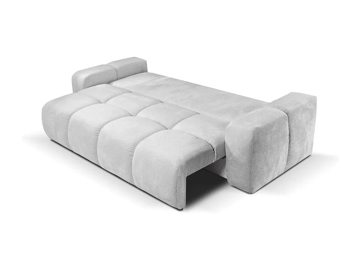 CONSTANCE - Canapé droit convertible tissu chenille - Gris clair