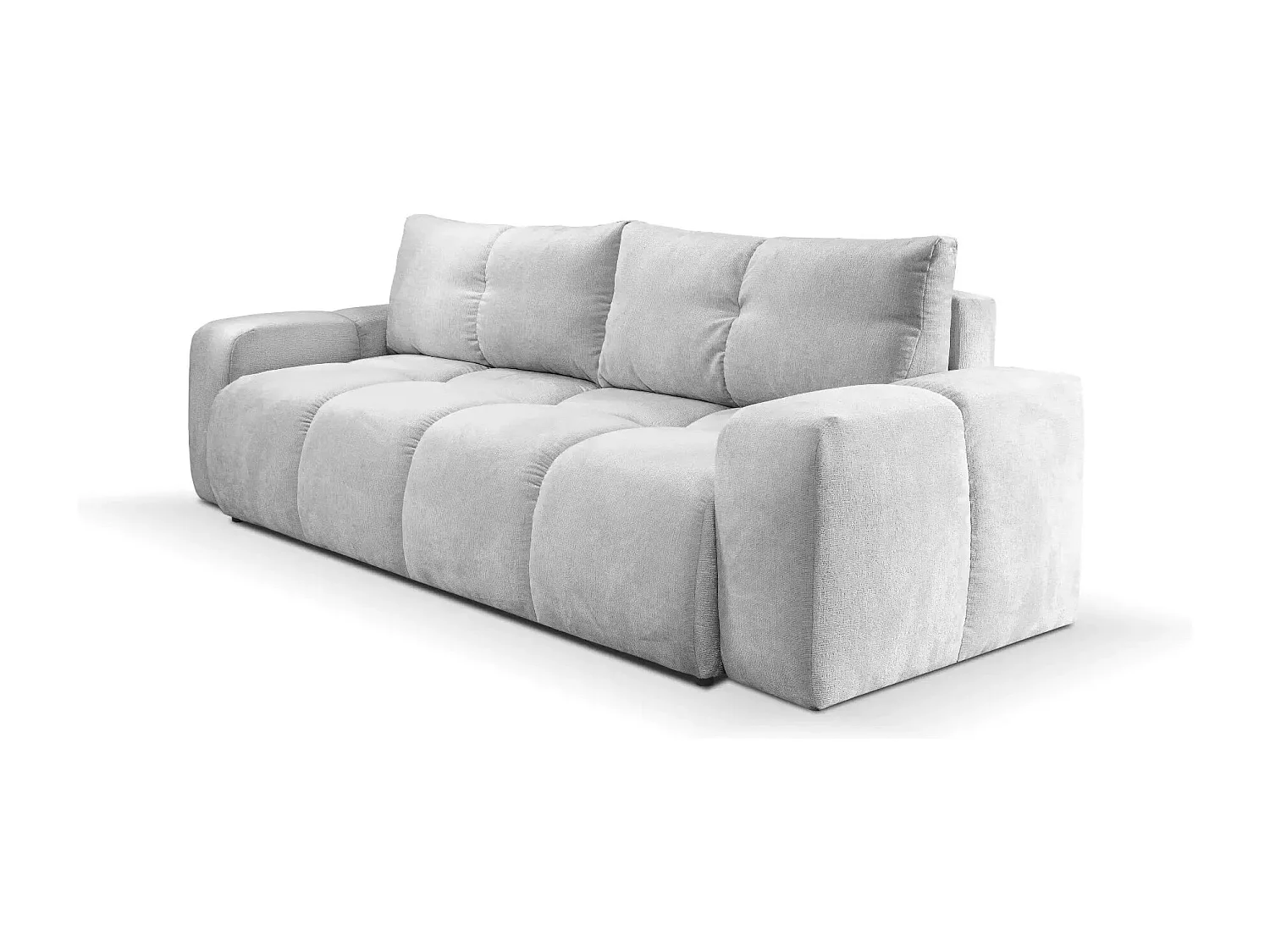 CONSTANCE - Canapé droit convertible tissu chenille - Gris clair