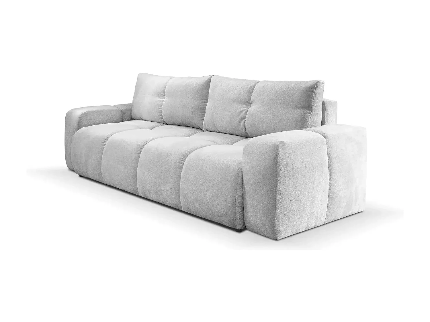 CONSTANCE - Canapé droit convertible tissu chenille 3 places - Gris clair