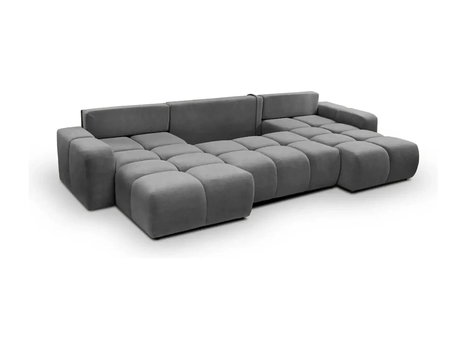 CONSTANCE - Canapé panoramique convertible tissu chenille - Gris anthracite