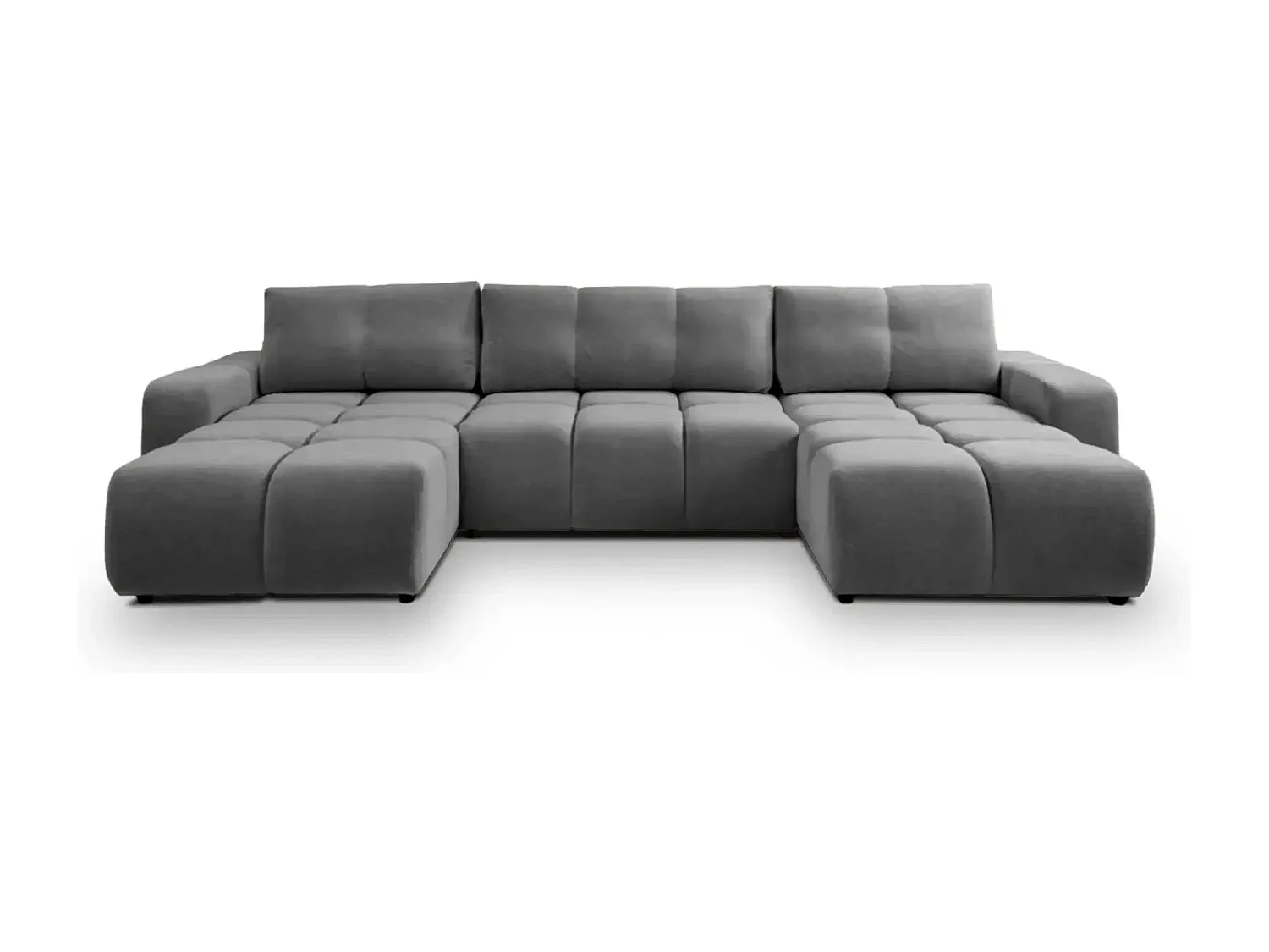 CONSTANCE - Canapé panoramique convertible tissu chenille 5 places - Gris anthracite