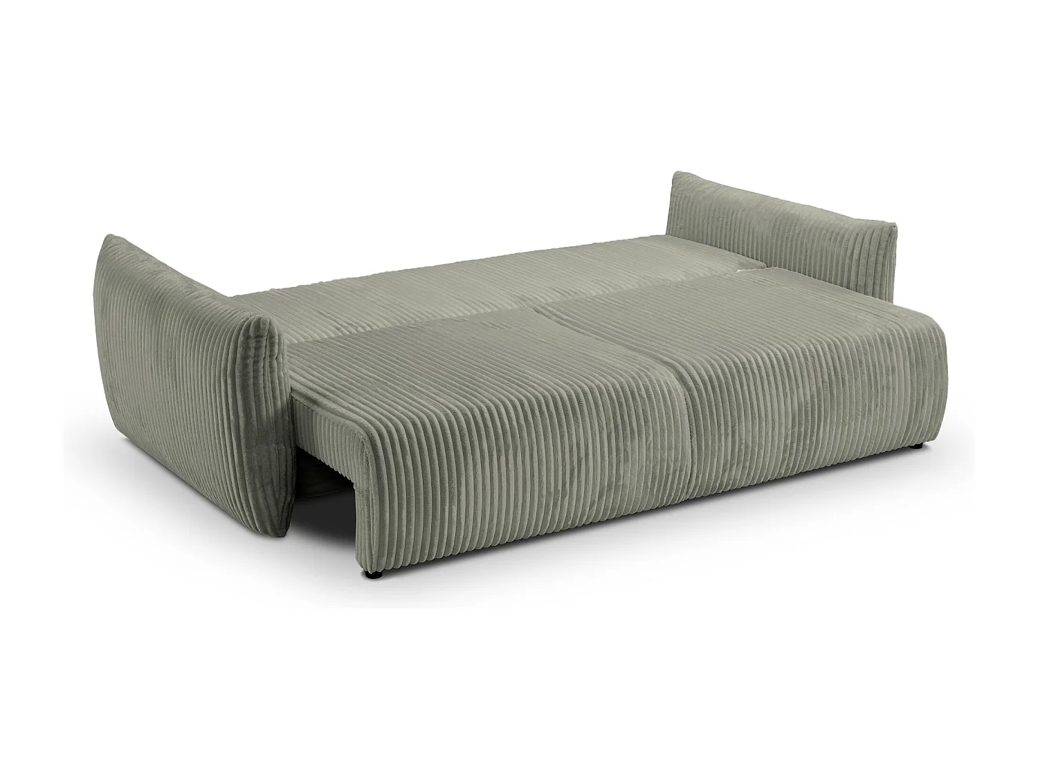 ELIO - Canapé droit convertible gros velours côtelé - Vert