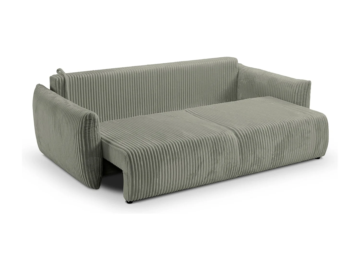 ELIO - Canapé droit convertible gros velours côtelé - Vert