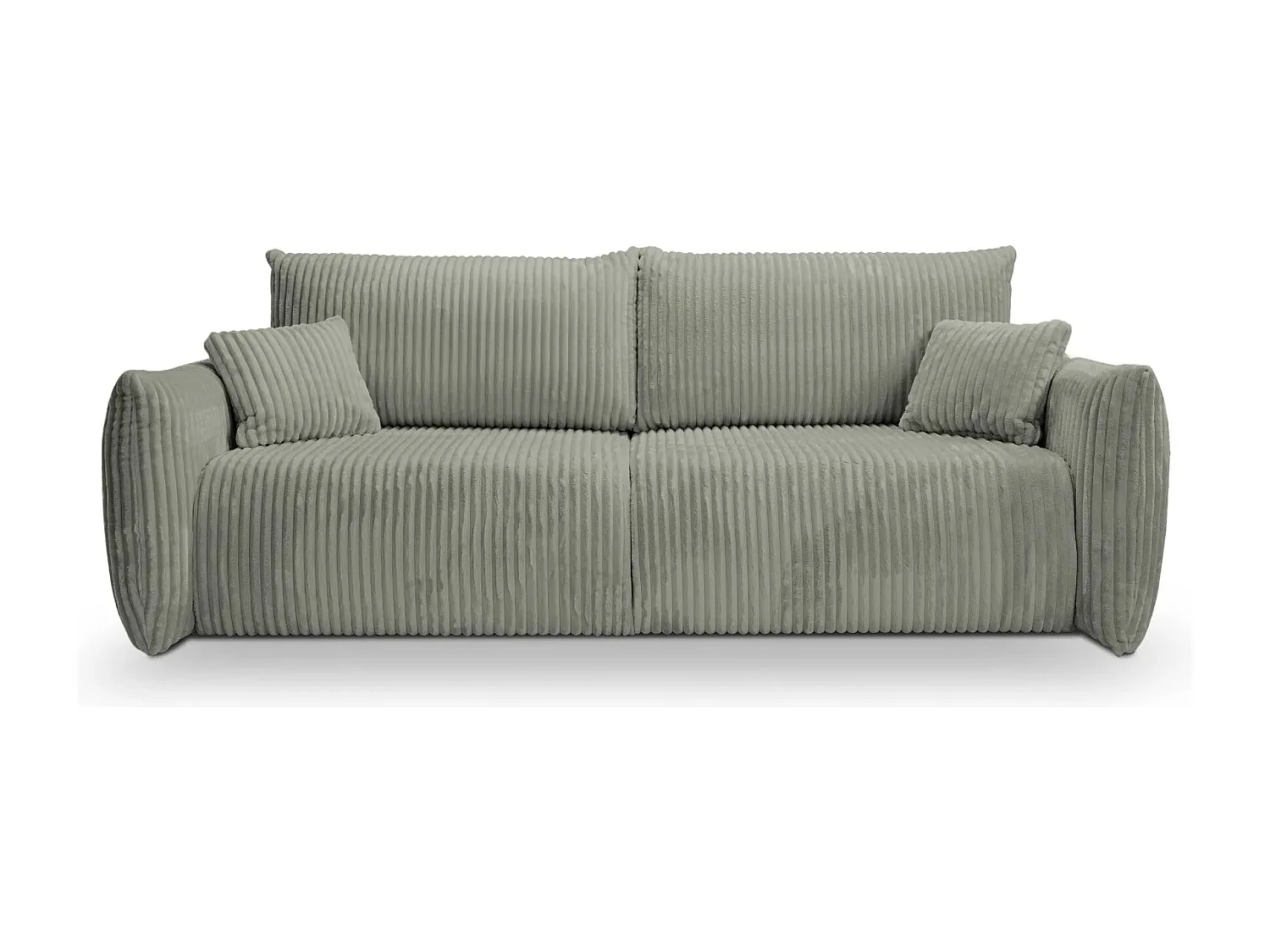ELIO - Canapé droit convertible gros velours côtelé 3 places - Vert