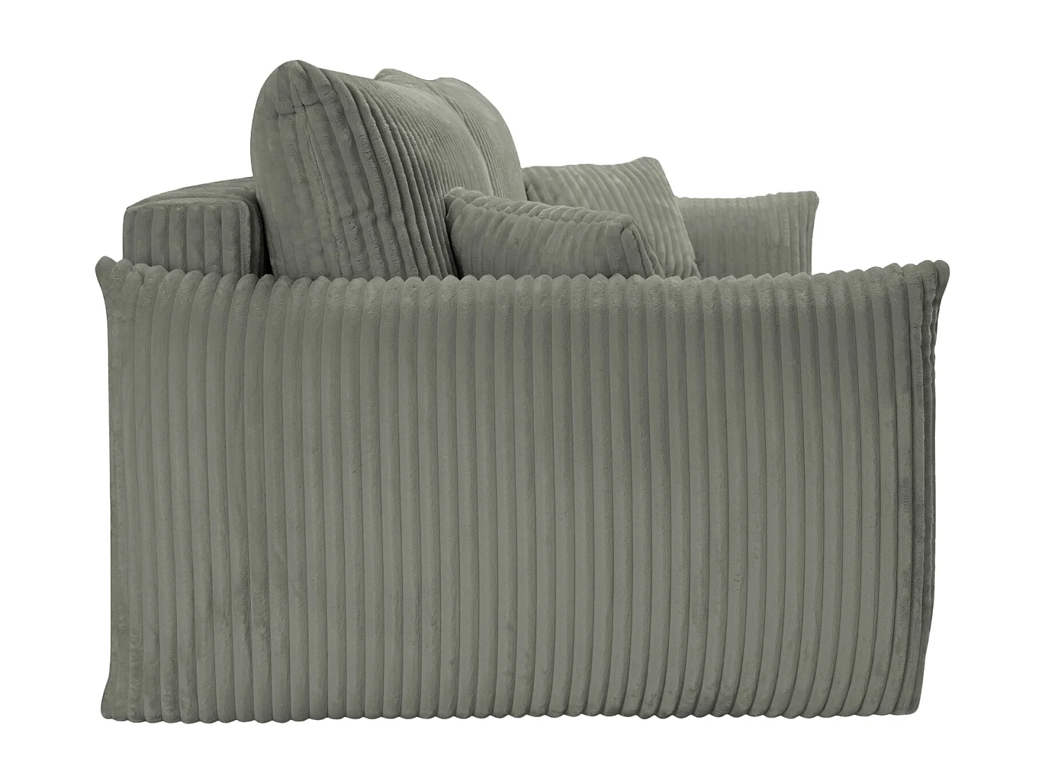 ELIO - Canapé droit convertible gros velours côtelé 3 places - Vert