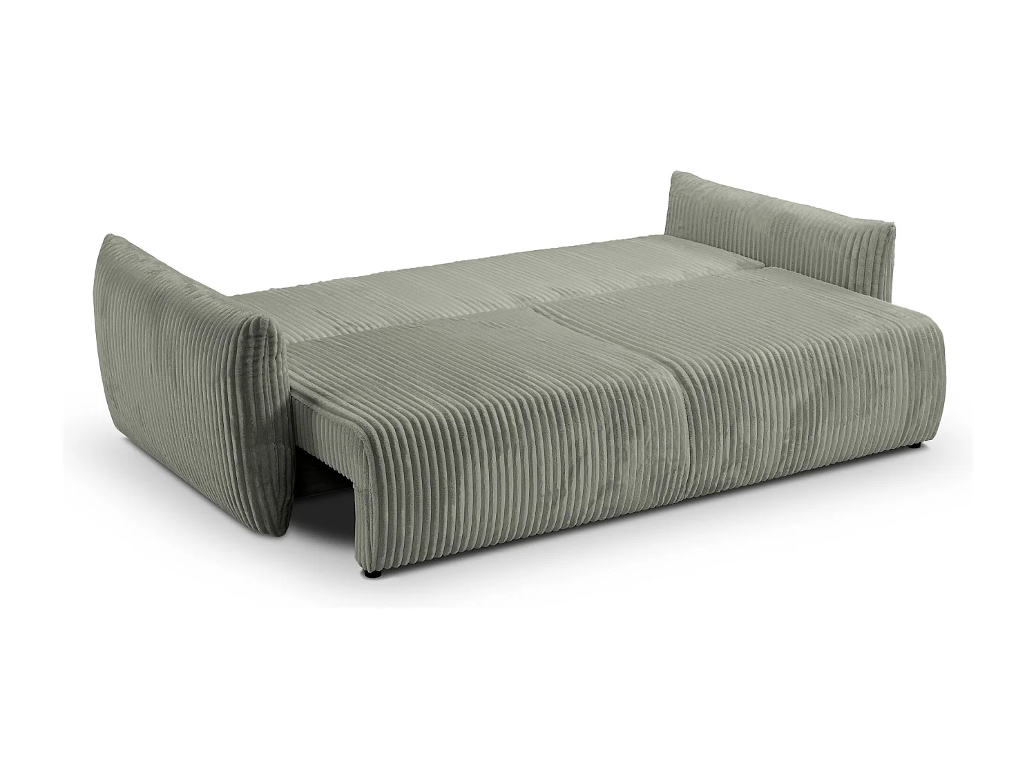 ELIO - Canapé droit convertible gros velours côtelé 3 places - Vert