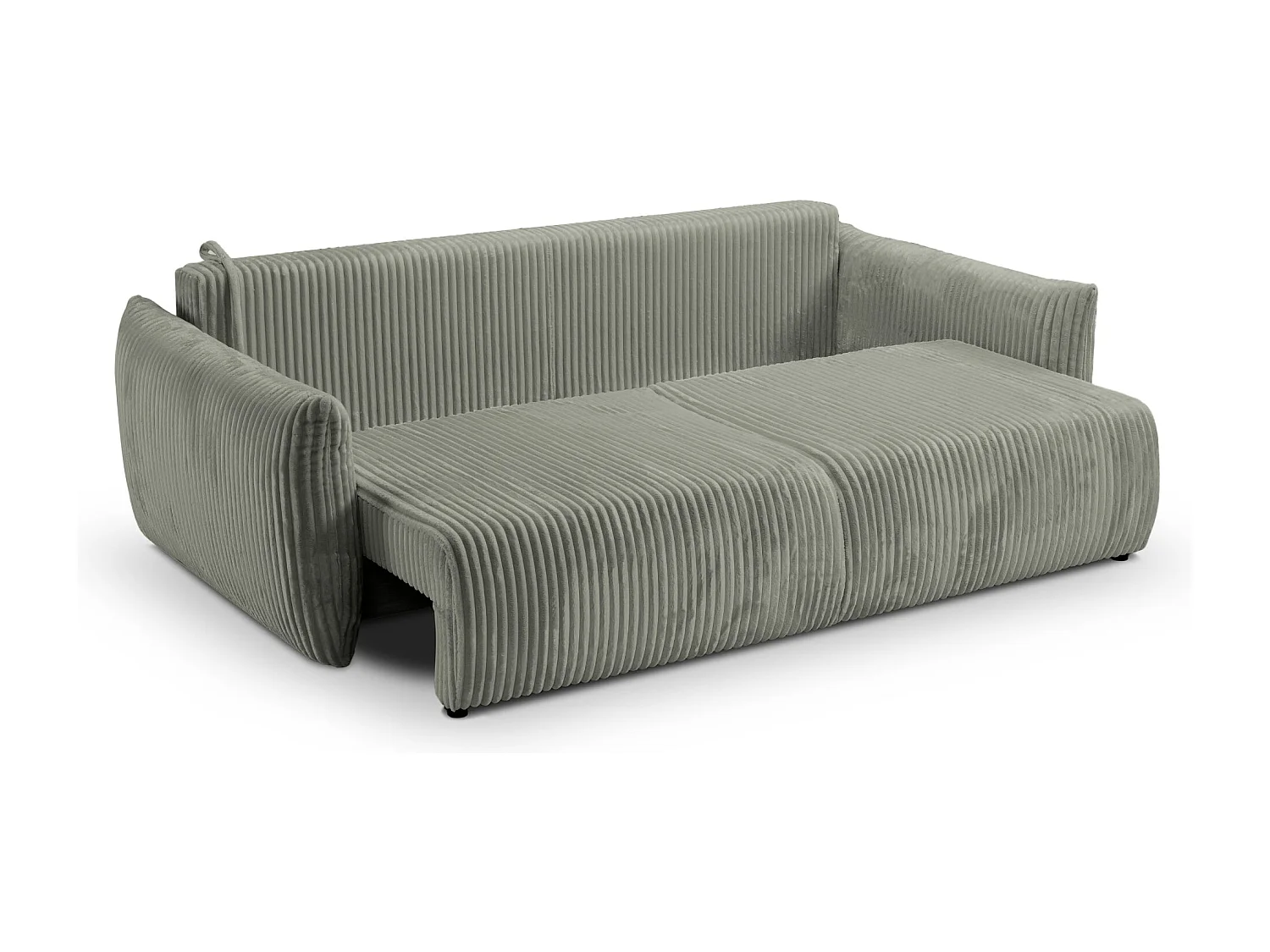 ELIO - Canapé droit convertible gros velours côtelé 3 places - Vert