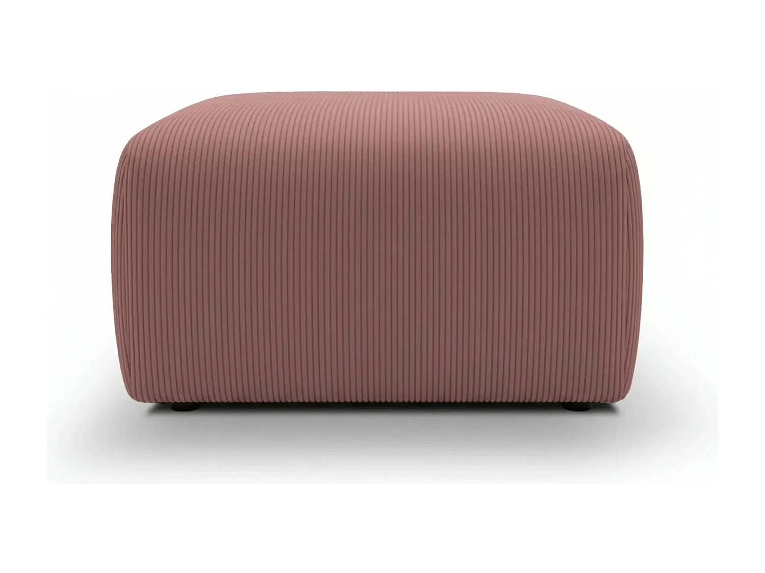 ELIO - Pouf en petit velours côtelé Rose 74x74x41