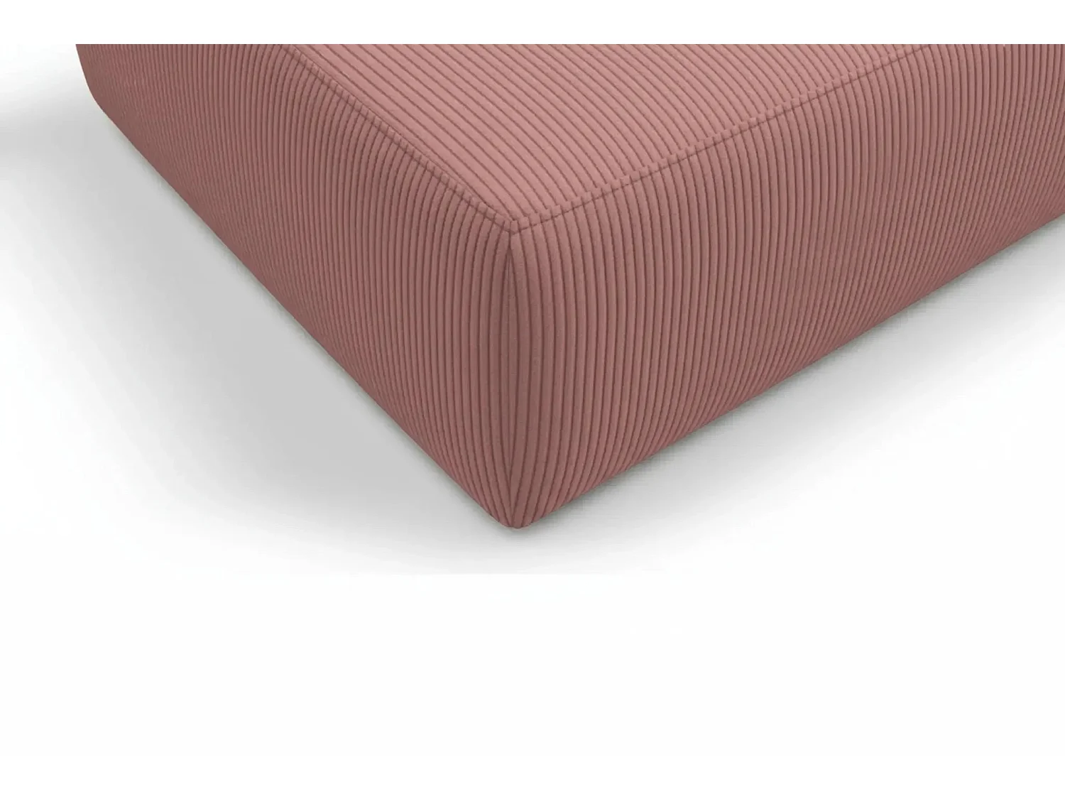 ELIO - Pouf en petit velours côtelé Rose 74x74x41