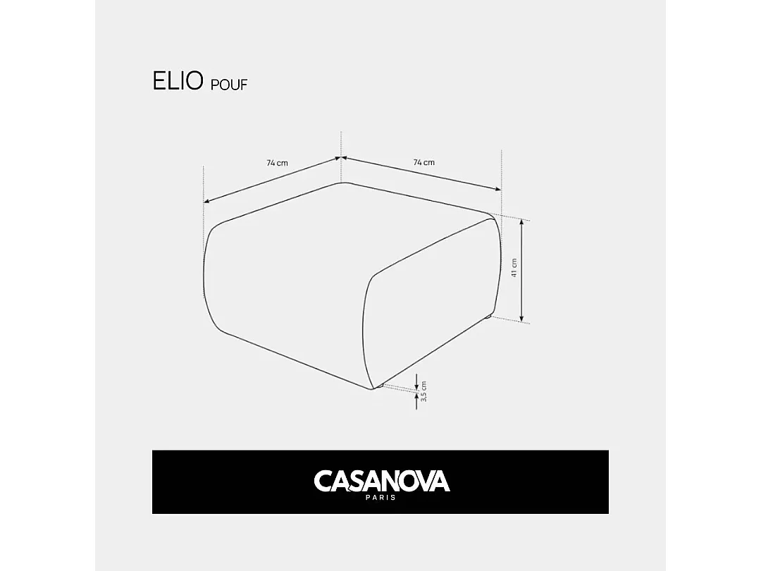 ELIO - Pouf en petit velours côtelé Rose 74x74x41