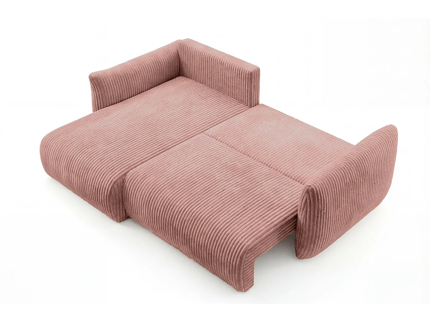 ELIO - Canapé d'angle convertible gros velours côtelé 4 places - Rose