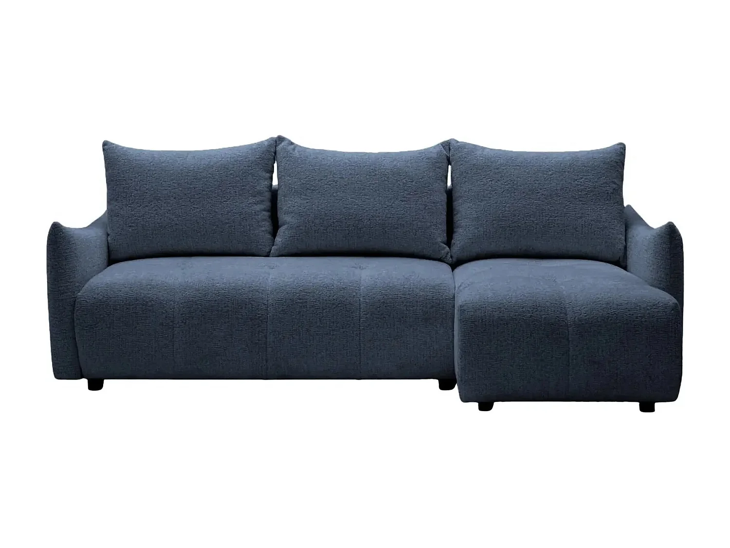 CELINE - Canapé d'angle convertible tissu chenille 4 places - Bleu - 128cm