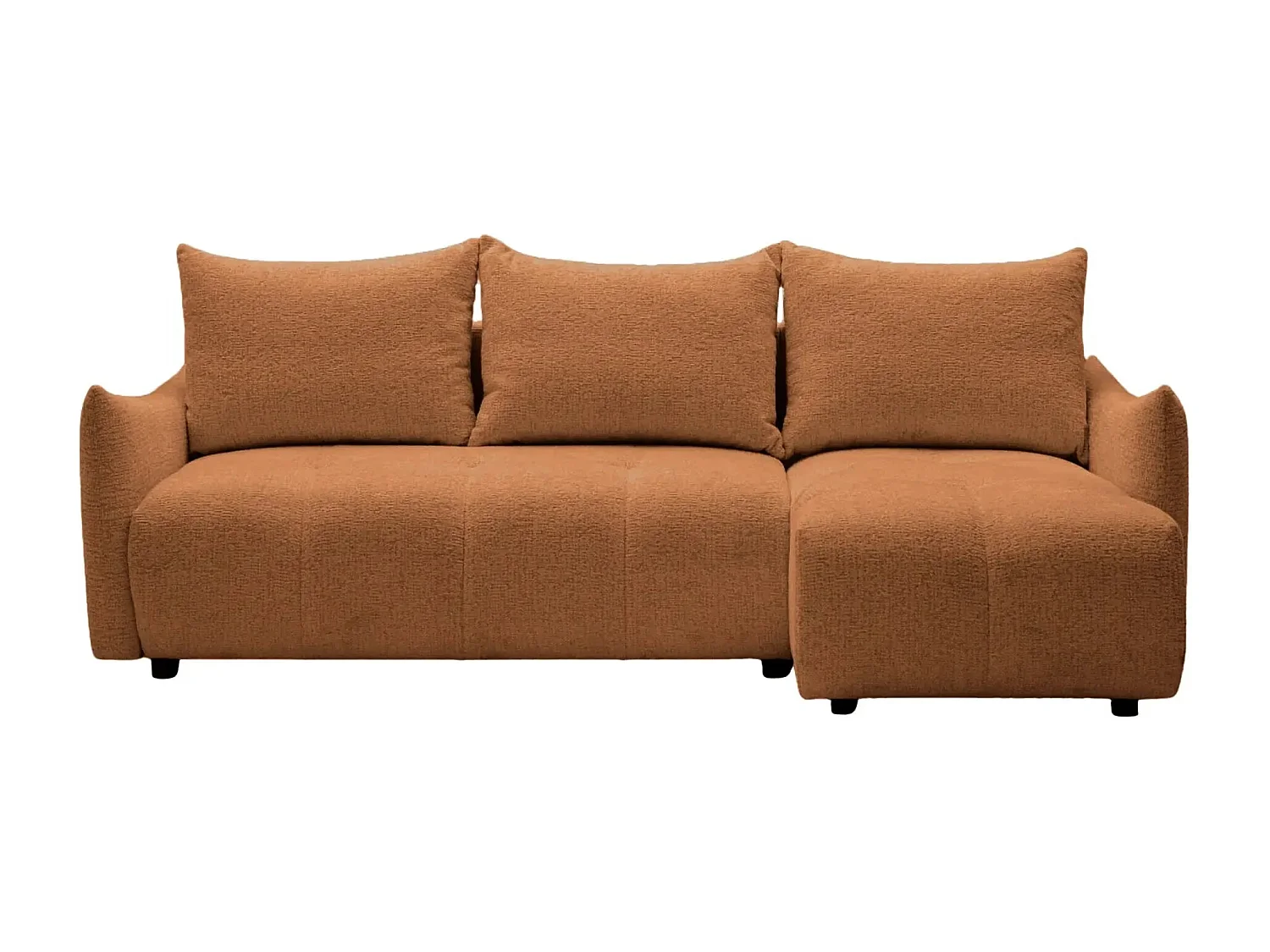CELINE - Canapé d'angle convertible tissu chenille 4 places - Terracotta