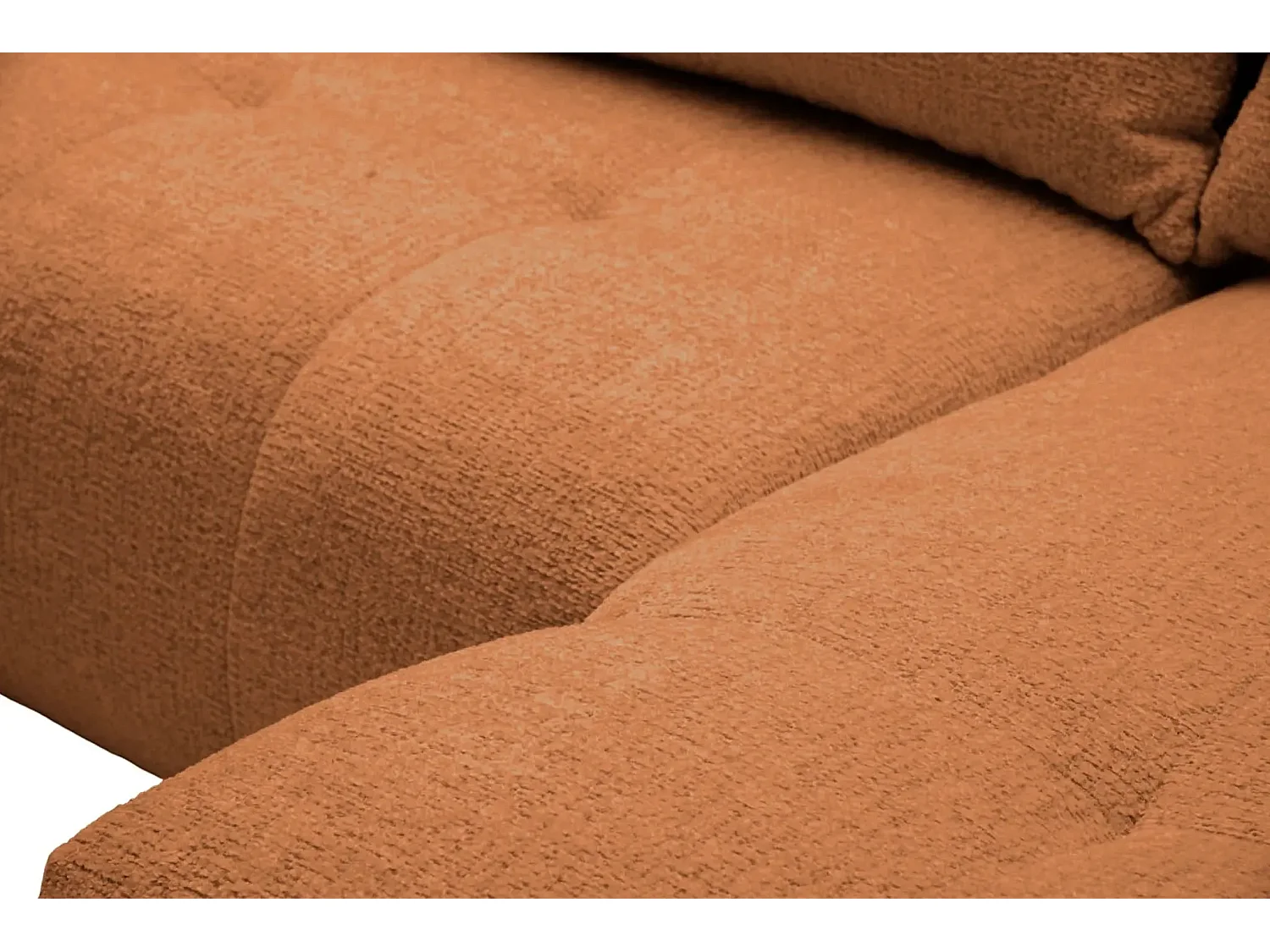 CELINE - Canapé d'angle convertible tissu chenille 4 places - Terracotta