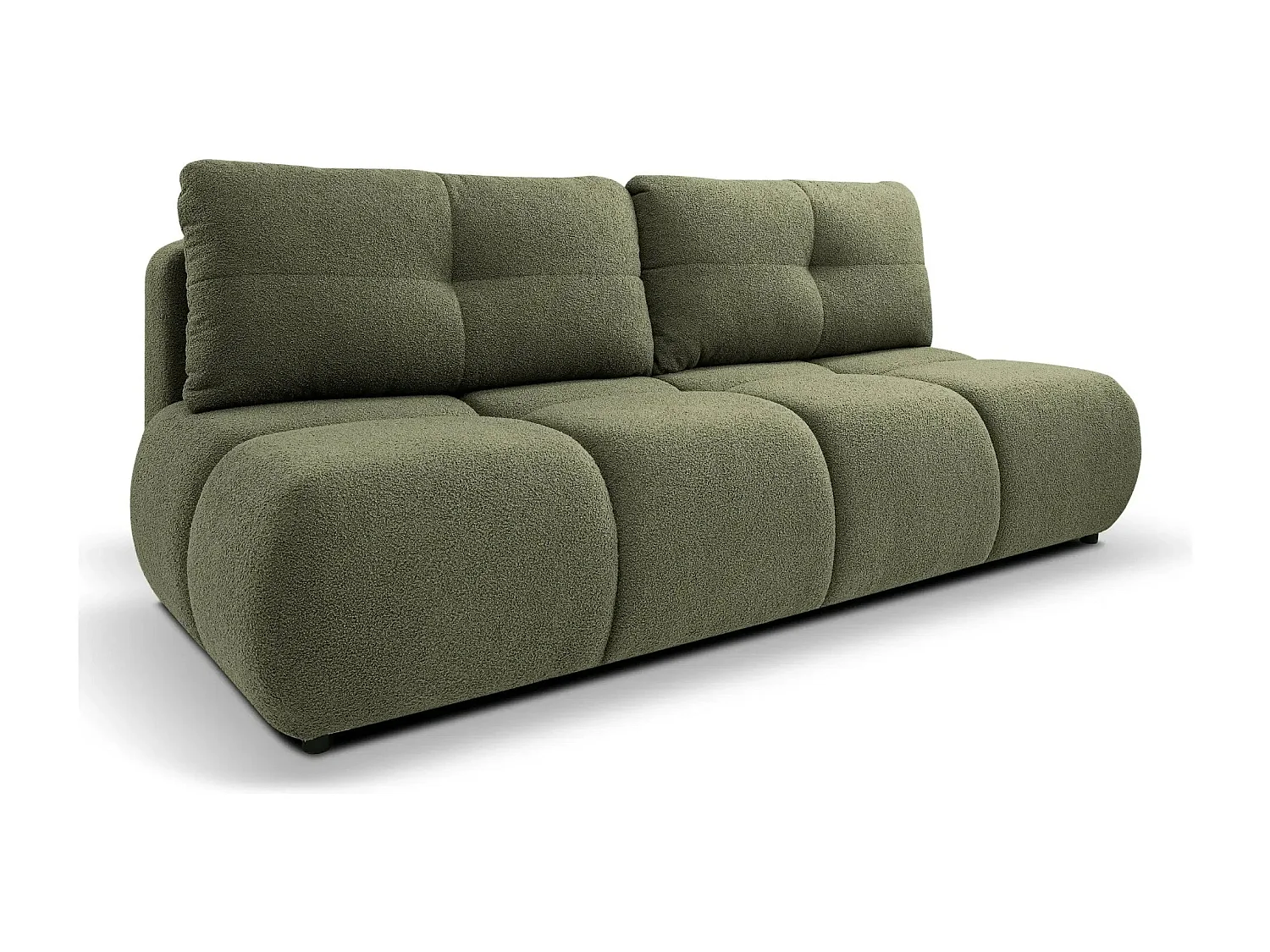 CONSTANCE MINI - Canapé droit convertible tissu bouclette 2 places - Vert