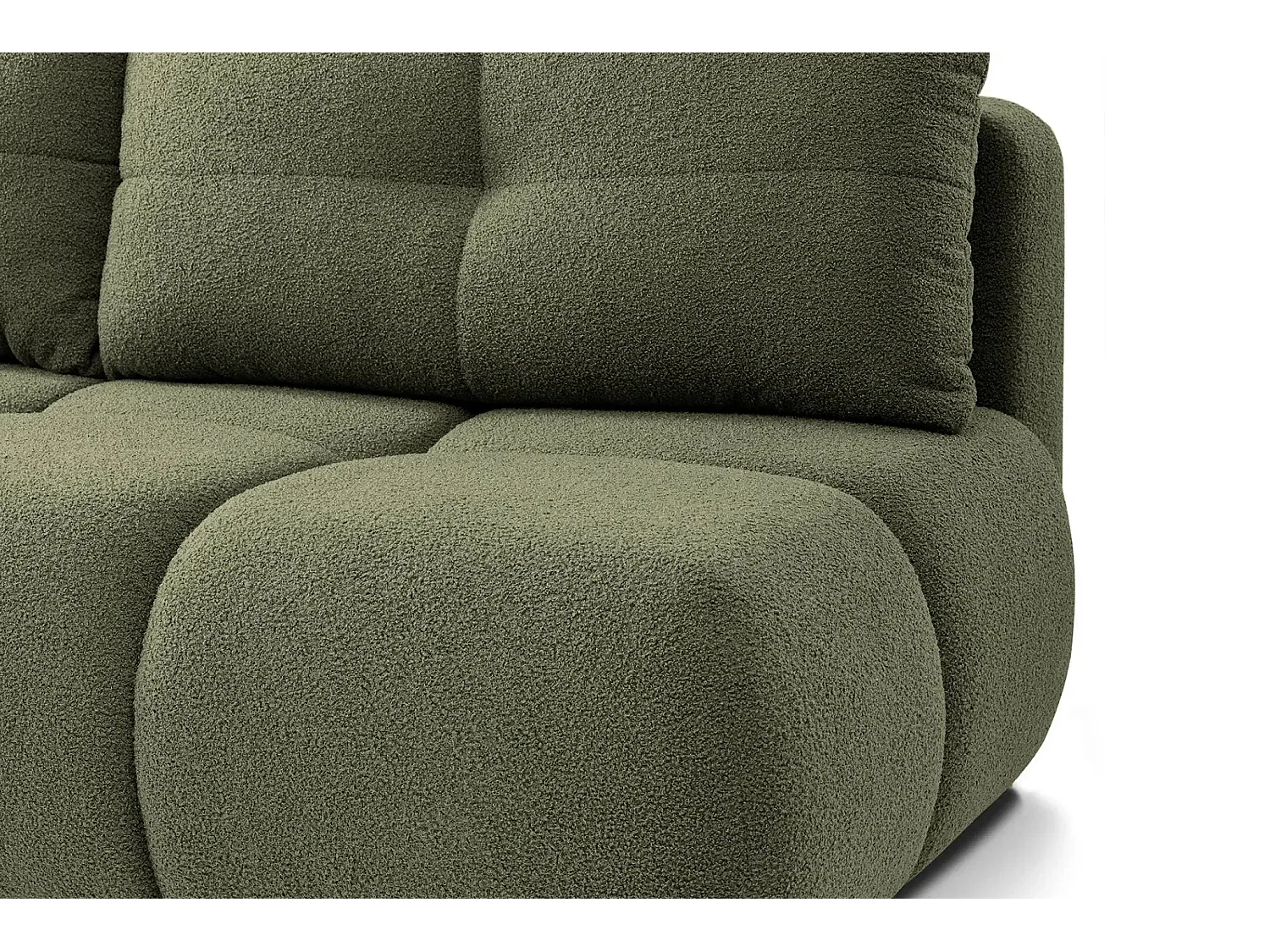 CONSTANCE MINI - Canapé droit convertible tissu bouclette 2 places - Vert