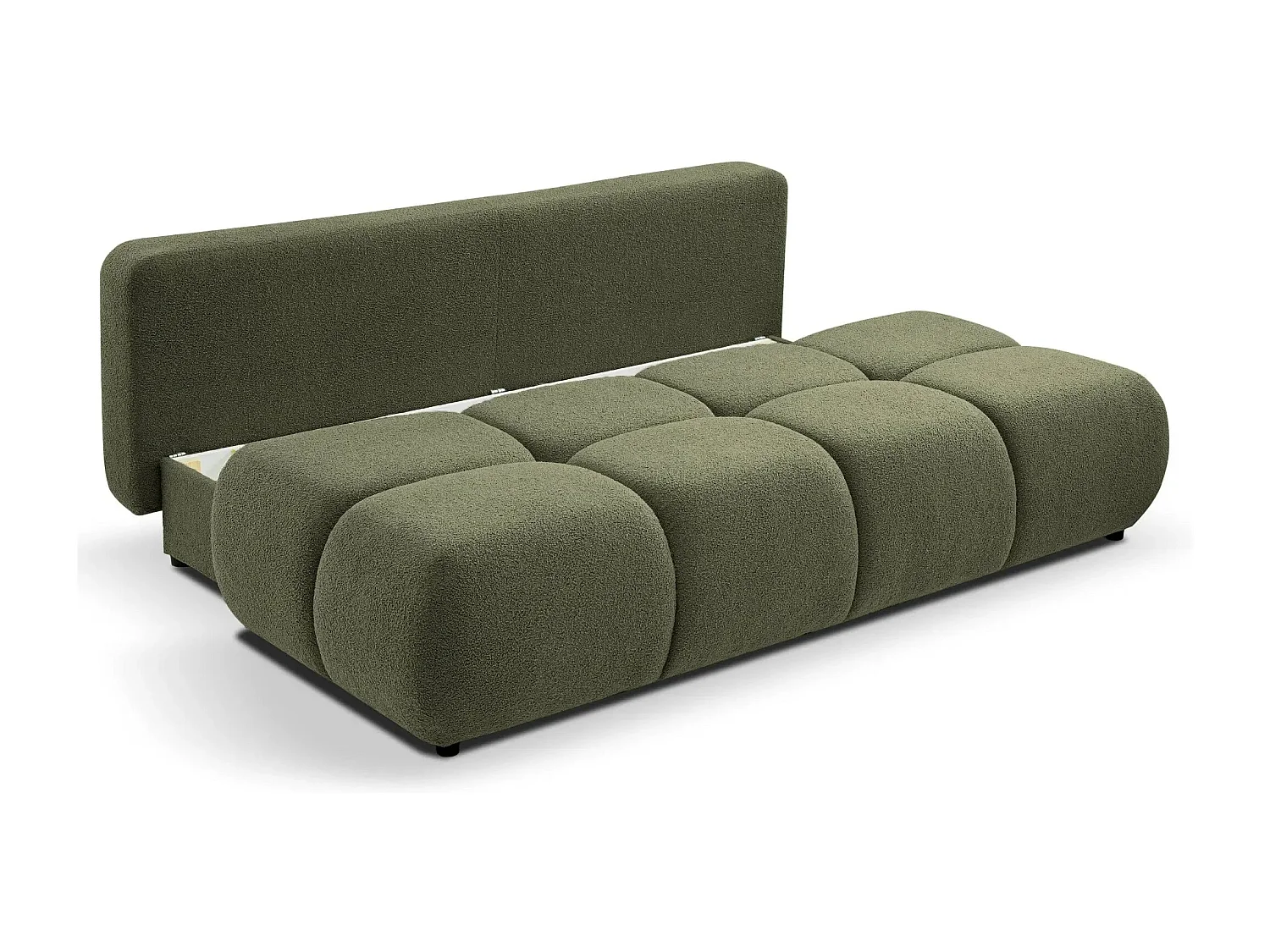 CONSTANCE MINI - Canapé droit convertible tissu bouclette 2 places - Vert